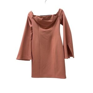 Cinq a Sept Off The Shoulder Bell Sleeve Mini Dress Mauve Pink Size 2